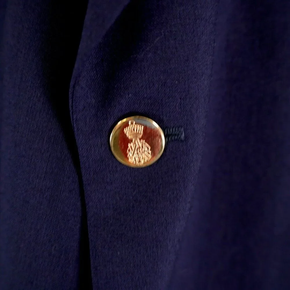 Savile Row Wool Blue 2 Gold Button Blazer 44R‎